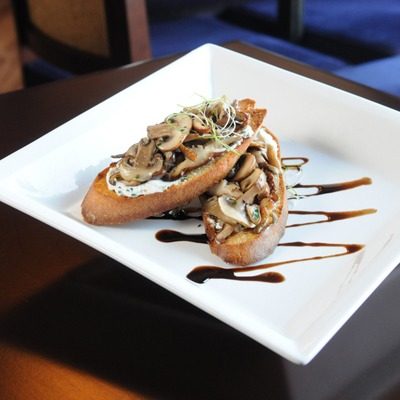 Mushroom Crostini with Herb Goat Cheese Spread