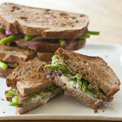 Grilled Goat Cheese,  Asparagus & Prosciutto Sandwiches