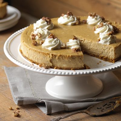 Pumpkin Cheesecake with Maple Glazed Walnuts