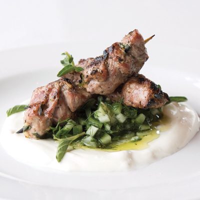 Greek Souvlaki on Deconstructed Tzatziki