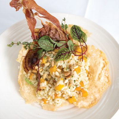 Roasted Butternut Squash Risotto with Crispy Pancetta, Pine Nuts & Thyme