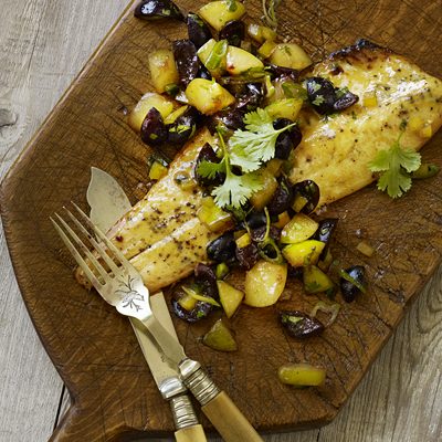 Trout With Plum and Cherry Salsa