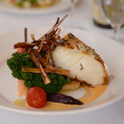 Pan-seared Chilean Sea Bass with Saffron Sauce