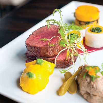 Local Venison Chops, Duck Rillette, Sundried Tomato & Thyme Polenta