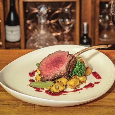 Roasted Rack of Venison with Squash Gnocchi & Pomegranate Peppercorn Glaze