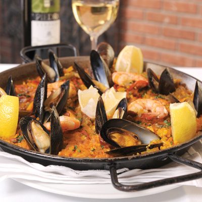 Spanish Paella with Shrimp, Chicken and Sausage