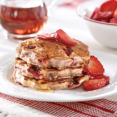 Strawberry Oatmeal Pancakes