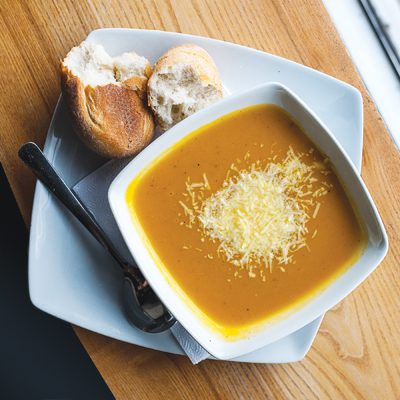 Butternut Squash Soup with Sage, Almonds and Parmesan